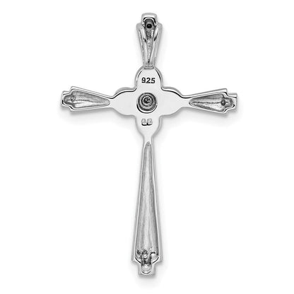 Sterlingsilber Rhodiniert Diamant Fw Zuchtperle Kreuz Anhänger