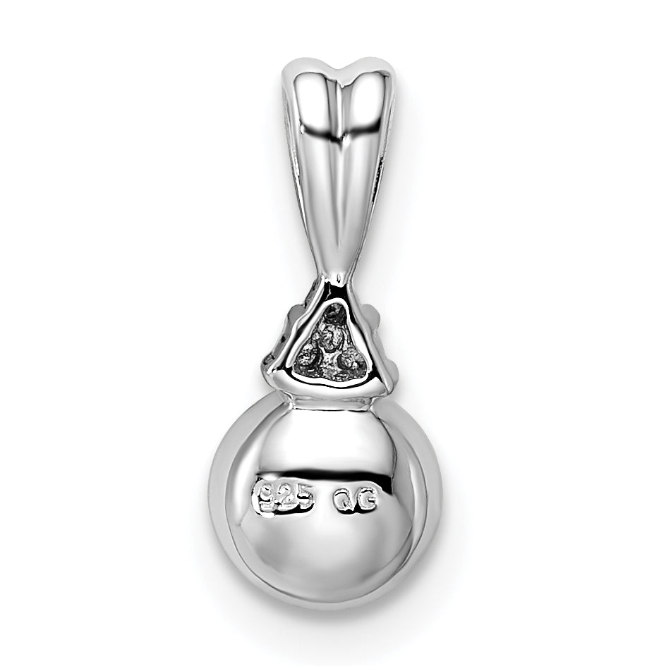 Sterlingsilber Rhodiniert Diamant und Fw Zuchtperle Anhänger