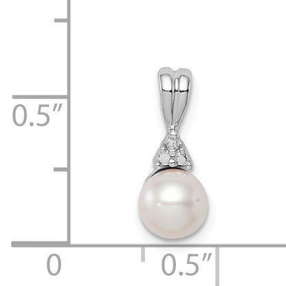 Sterlingsilber Rhodiniert Diamant und Fw Zuchtperle Anhänger