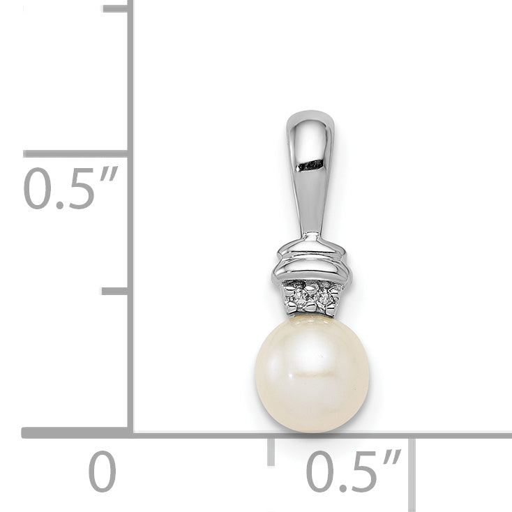 Sterlingsilber Rhodiniert Diamant und Fw Zuchtperle Anhänger