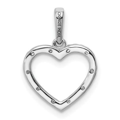Sterlingsilber Rhodiniert Diamant Herz Anhänger