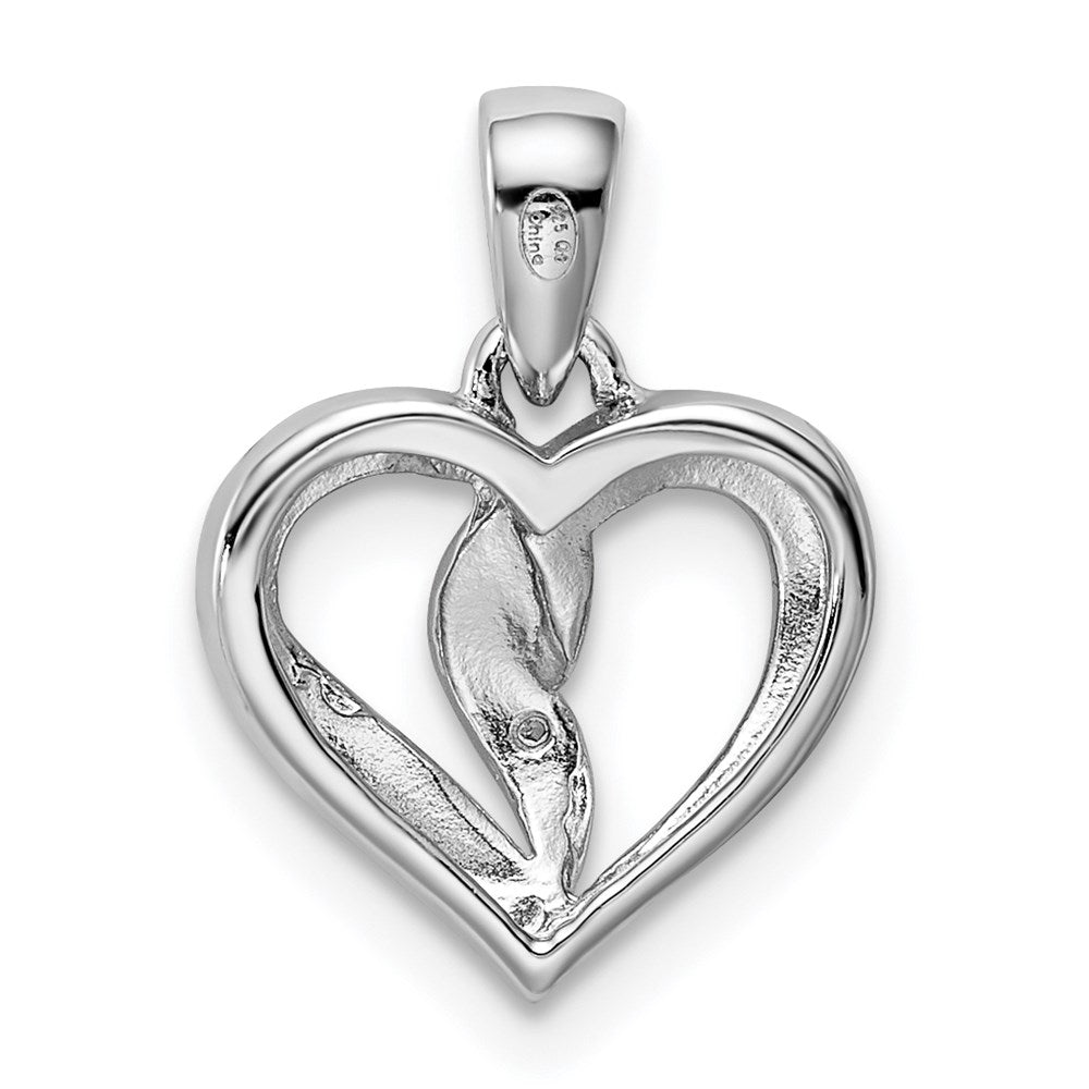 Rhodinierter Diamant-Herz-Anhänger aus Sterlingsilber