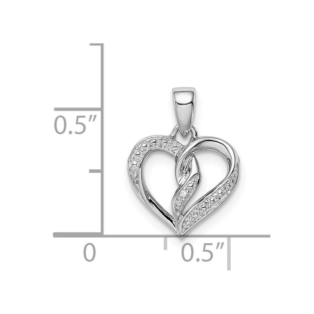 Rhodinierter Diamant-Herz-Anhänger aus Sterlingsilber