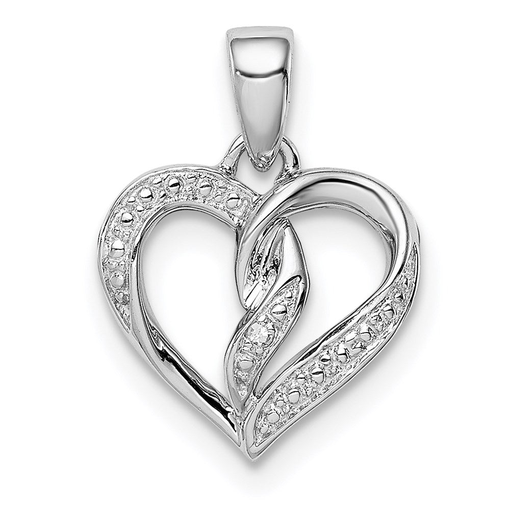 Rhodinierter Diamant-Herz-Anhänger aus Sterlingsilber