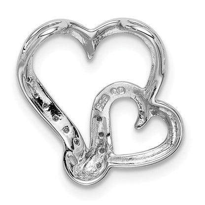 Sterlingsilber Rhodiniert Diamant Doppelt Herz Anhänger