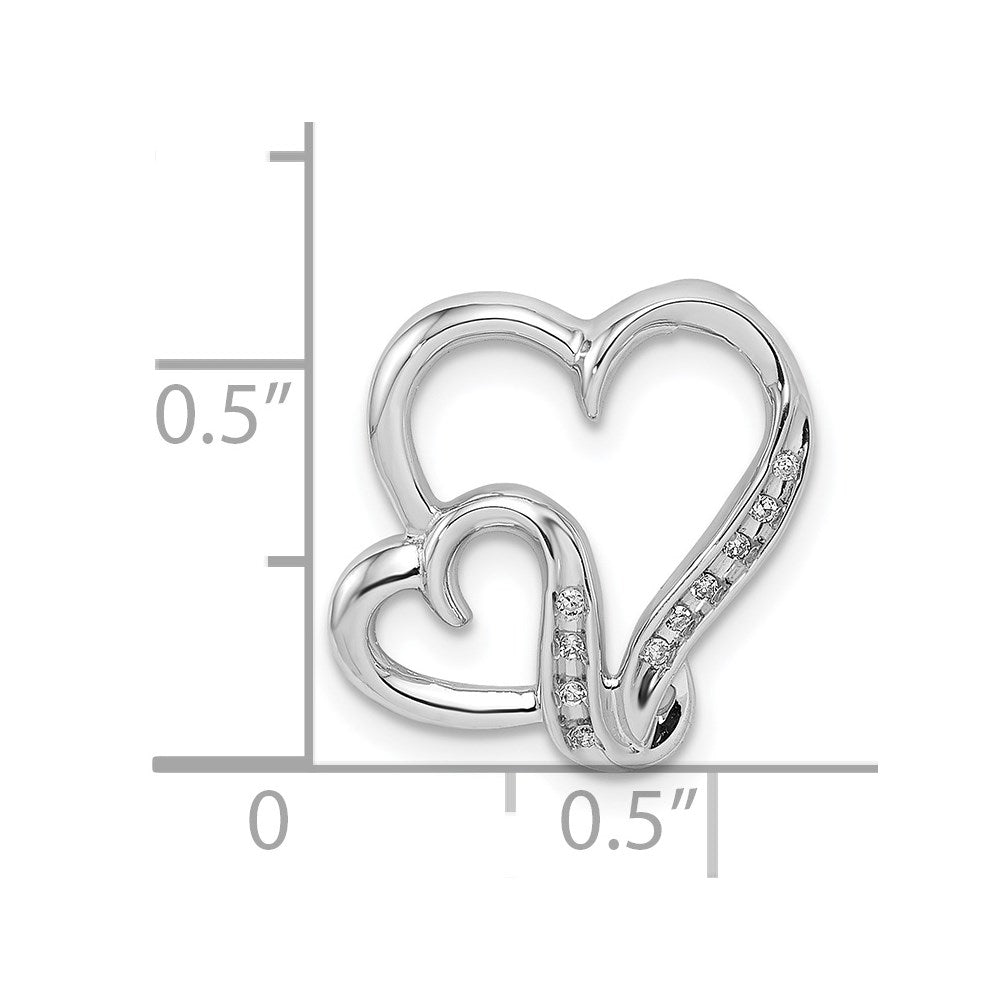 Sterlingsilber Rhodiniert Diamant Doppelt Herz Anhänger