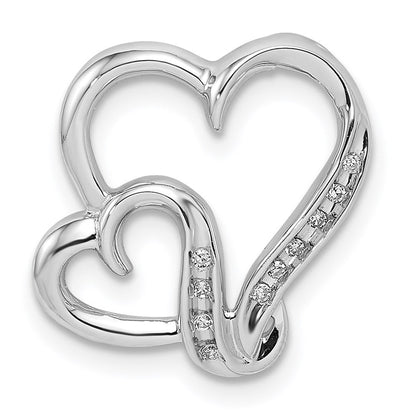 Sterlingsilber Rhodiniert Diamant Doppelt Herz Anhänger