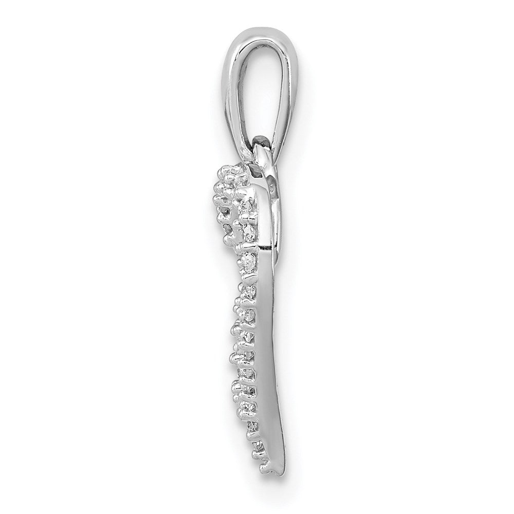 Sterlingsilber Rhodium 0.12ct Diamant. Doppelt Herz Anhänger