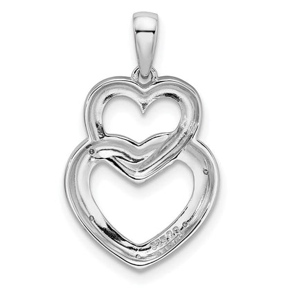Sterlingsilber Rhodiniert Diamant Doppelt Herz Anhänger