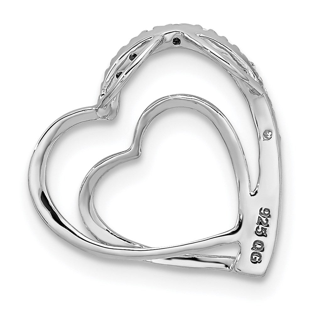 Sterlingsilber Rhodiniert Diamant Doppelt Herz Anhänger