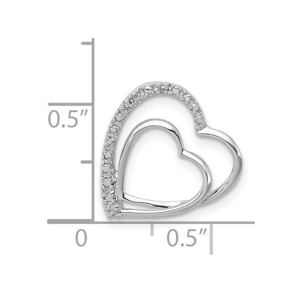 Sterlingsilber Rhodiniert Diamant Doppelt Herz Anhänger