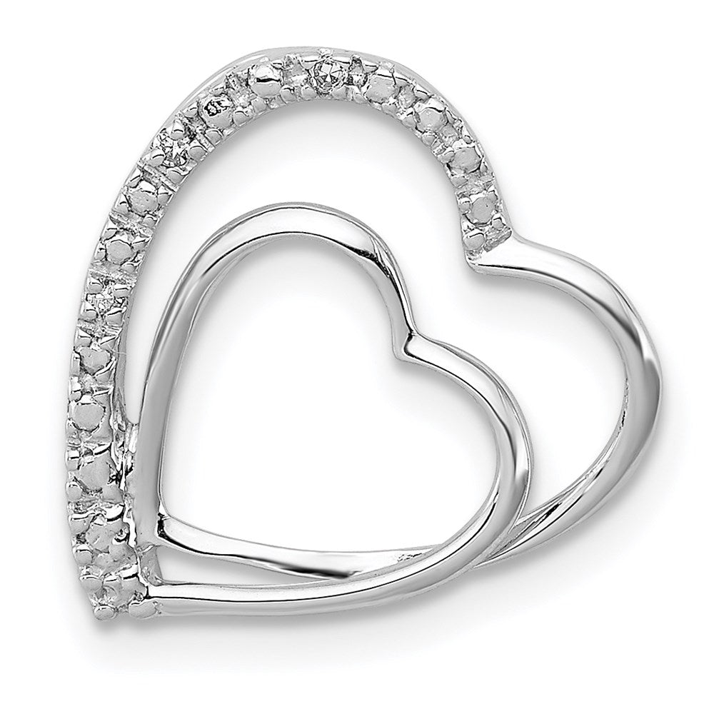 Sterlingsilber Rhodiniert Diamant Doppelt Herz Anhänger