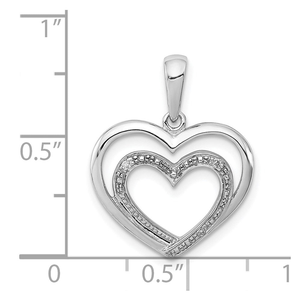 Sterlingsilber Rhodiniert Diamant Doppelt Herz Anhänger