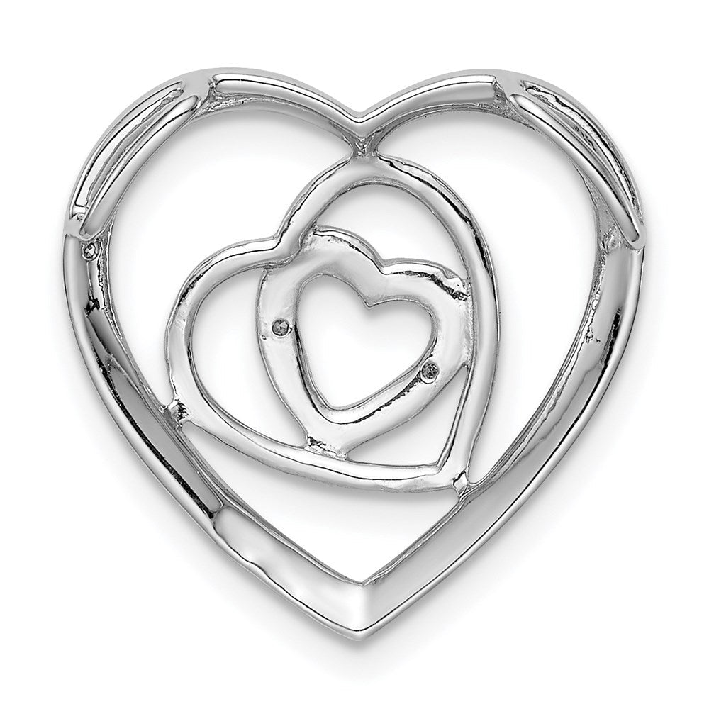 Sterlingsilber Rhodiniert Diamant Dreifach Herz Anhänger
