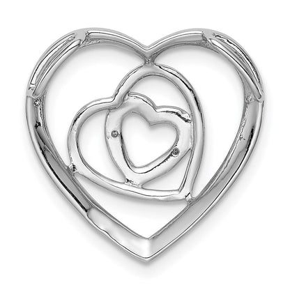 Sterlingsilber Rhodiniert Diamant Dreifach Herz Anhänger