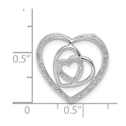 Sterlingsilber Rhodiniert Diamant Dreifach Herz Anhänger
