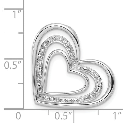 Sterlingsilber Rhodiniert Diamant Dreifach Herz Anhänger