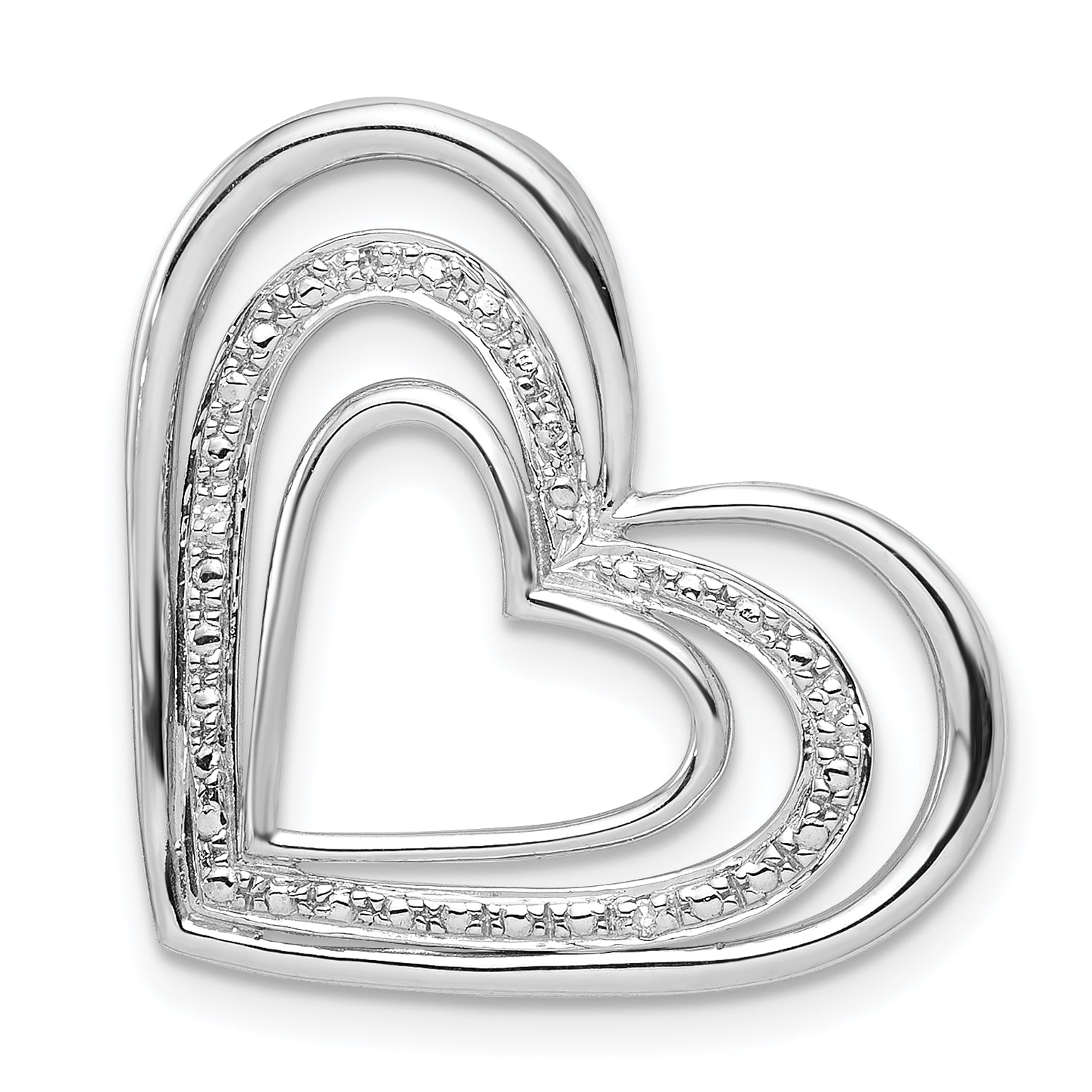 Sterlingsilber Rhodiniert Diamant Dreifach Herz Anhänger