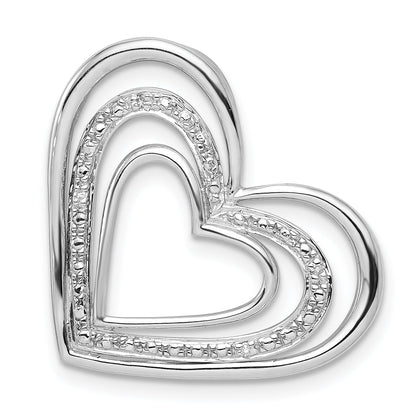 Sterlingsilber Rhodiniert Diamant Dreifach Herz Anhänger