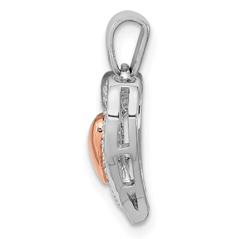 Sterlingsilber Rhodium & 14K Roségold Diamant Herz Anhänger