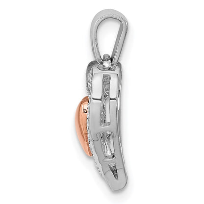 Sterlingsilber Rhodium & 14K Roségold Diamant Herz Anhänger