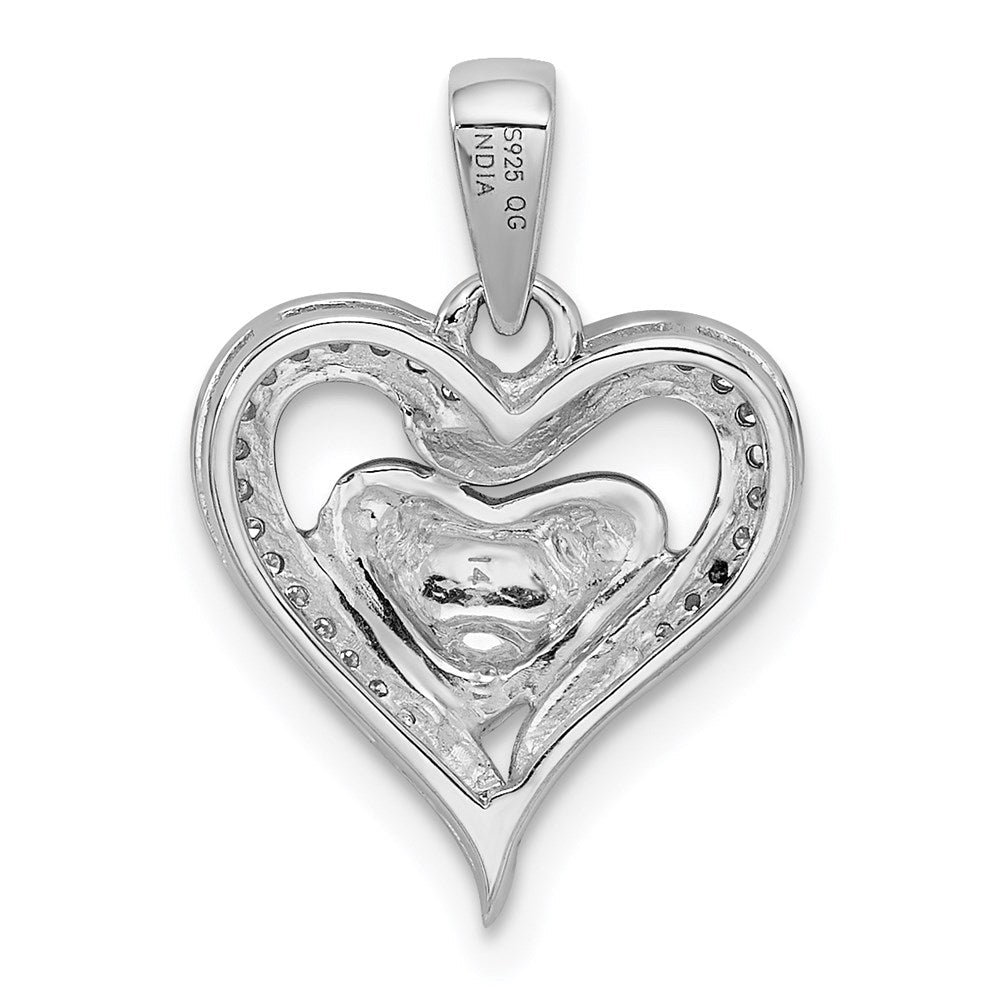 Sterlingsilber Rhodium & 14K Roségold Diamant Herz Anhänger