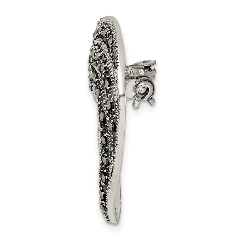 Sterlingsilber Markasit Offen Herz Brosche