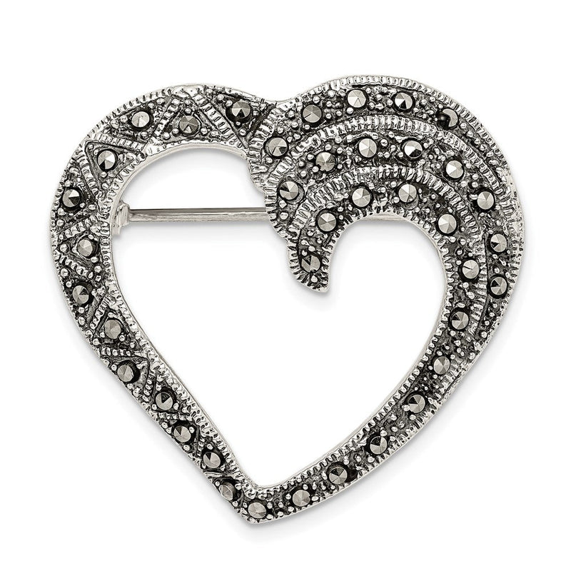 Sterlingsilber Markasit Offen Herz Brosche