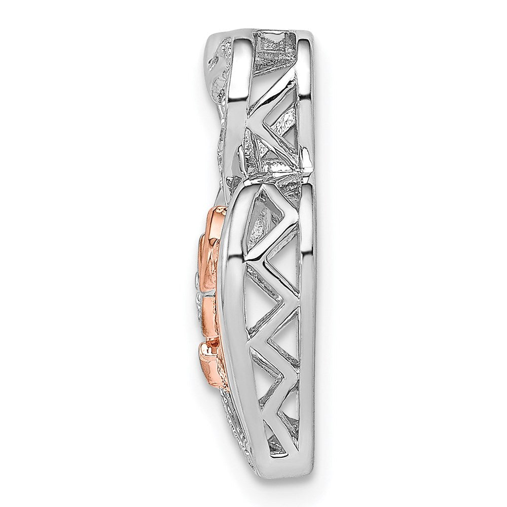 Sterlingsilber Rhodium Diamant.s Rose Vergoldet I Herz U Anhänger
