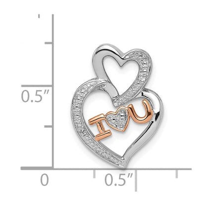 Sterlingsilber Rhodium Diamant.s Rose Vergoldet I Herz U Anhänger