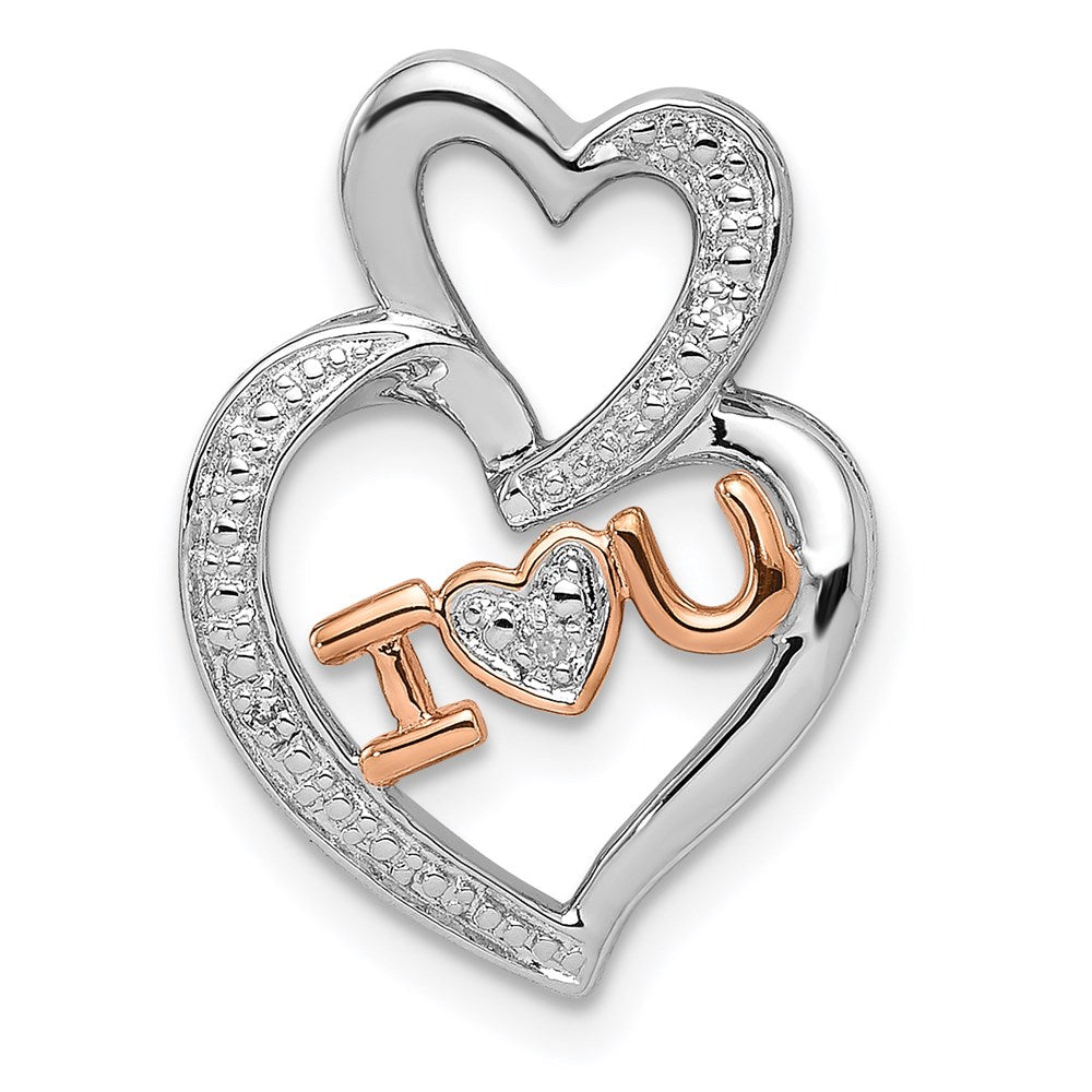 Sterlingsilber Rhodium Diamant.s Rose Vergoldet I Herz U Anhänger