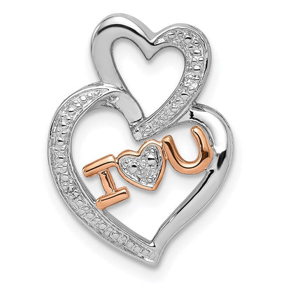 Sterlingsilber Rhodium Diamant.s Rose Vergoldet I Herz U Anhänger