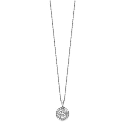 Sterlingsilber Rhodiniert Diamant Kreis Halskette