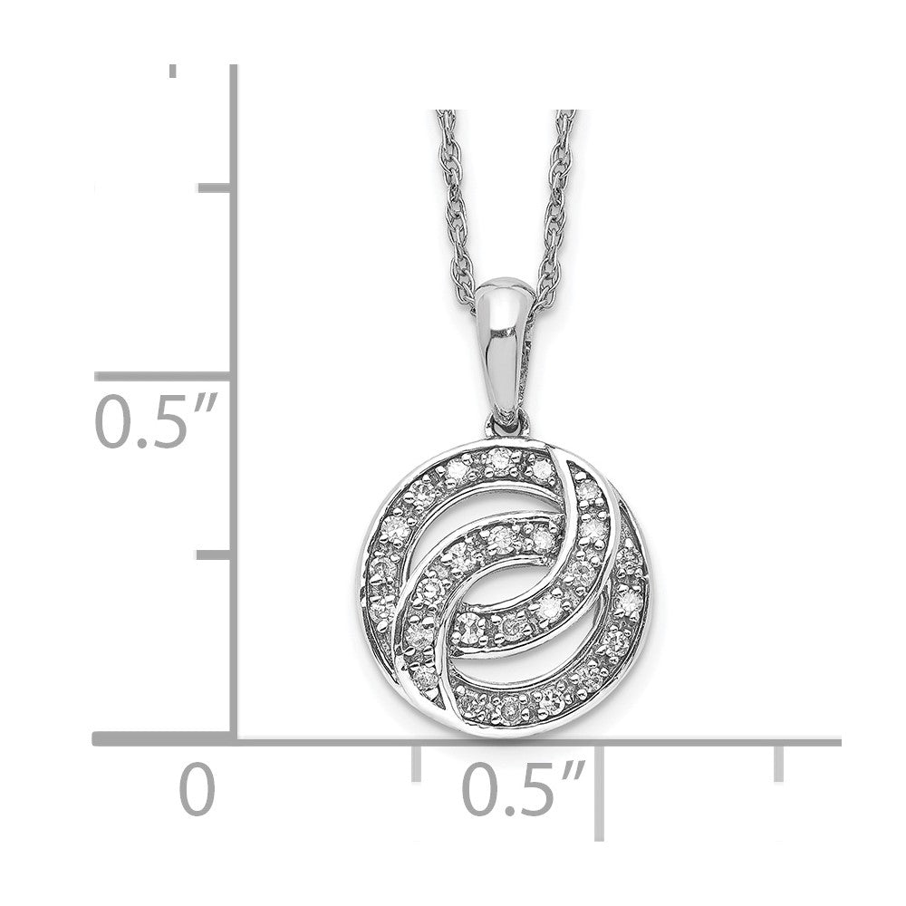 Sterlingsilber Rhodiniert Diamant Kreis Halskette