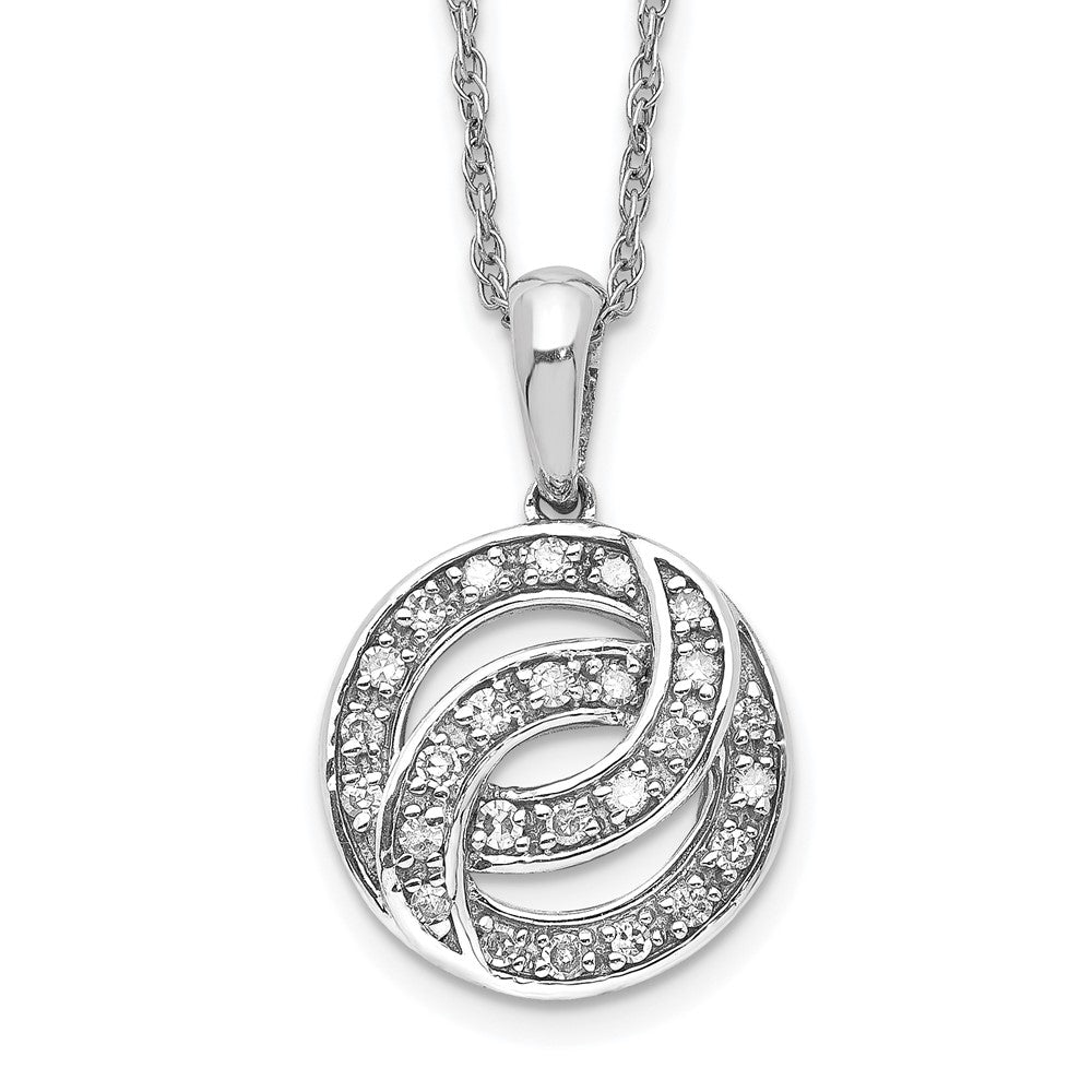 Sterlingsilber Rhodiniert Diamant Kreis Halskette