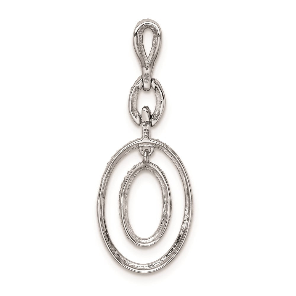 Sterlingsilber Rhodium Diamant. Oval Anhänger