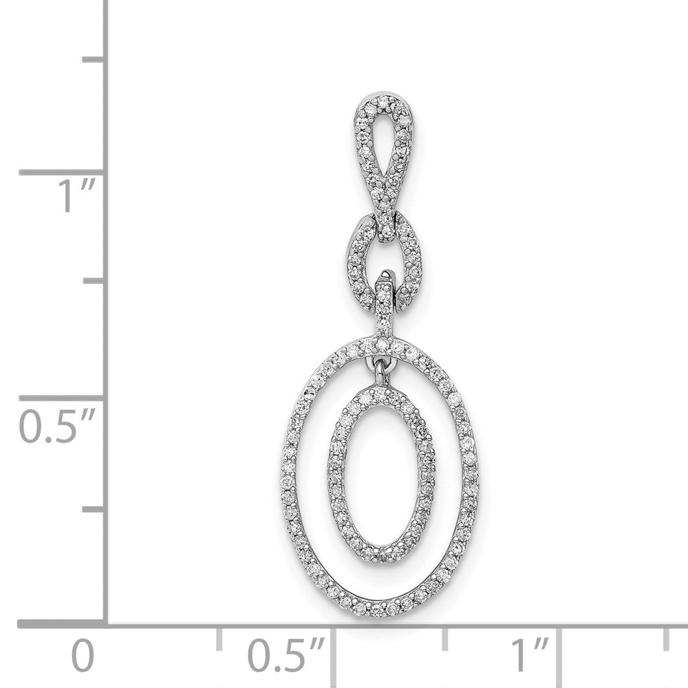 Sterlingsilber Rhodium Diamant. Oval Anhänger