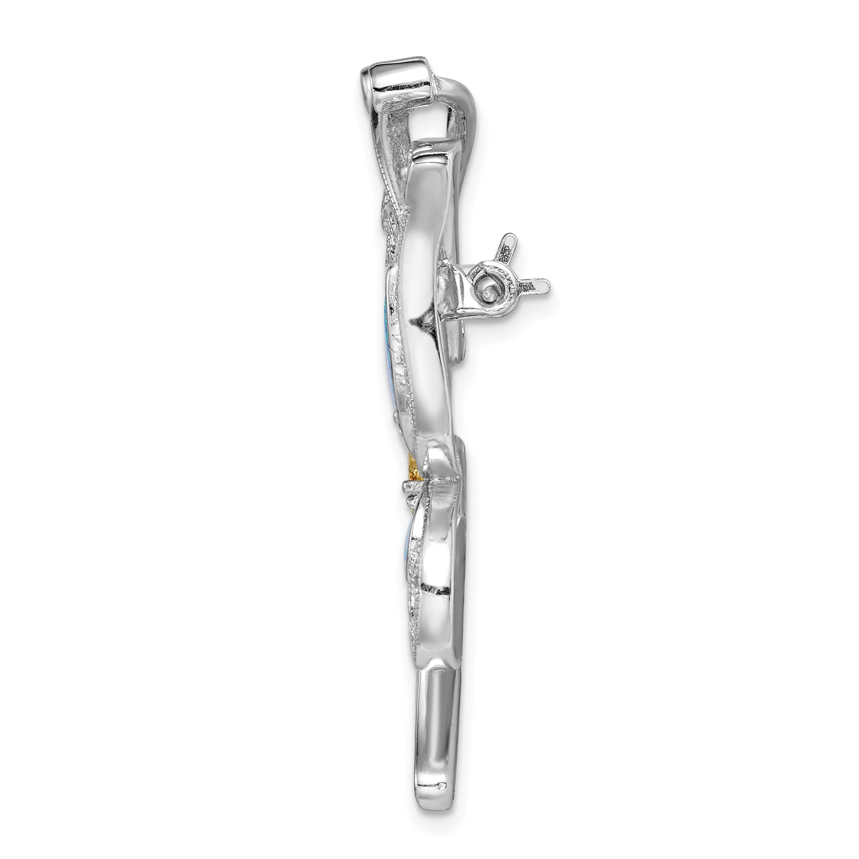 Sterlingsilber Rhodiniert Erzeugt Opal Zirkonia Schmetterling Brosche/chain Anhänger