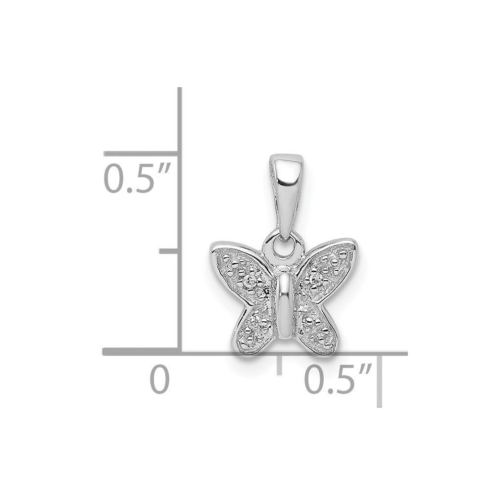 Sterlingsilber Rhodiniert Diamant Schmetterling Anhänger