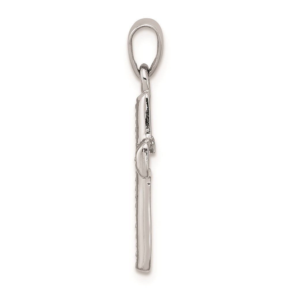Sterlingsilber Rhodiniert Diamant Kreuz Anhänger