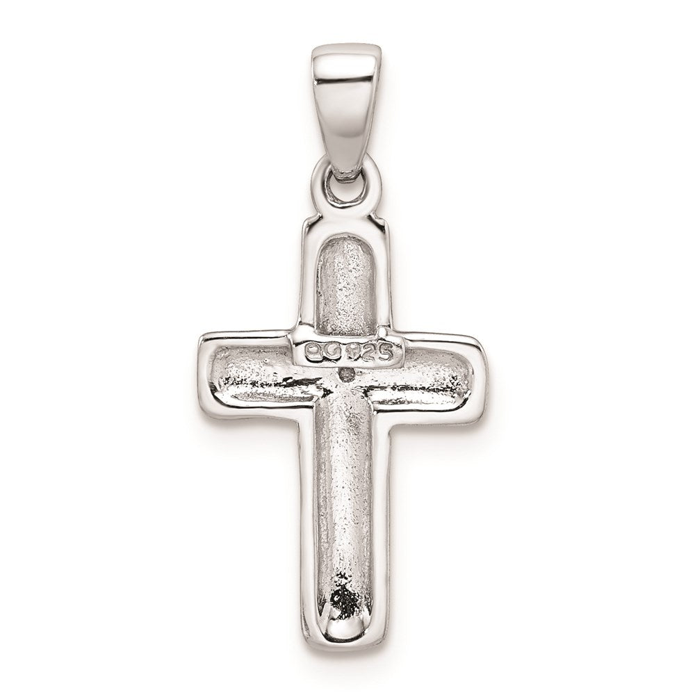Sterlingsilber Rhodiniert Diamant Kreuz Anhänger