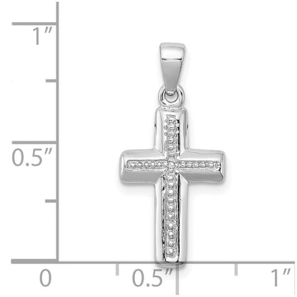 Sterlingsilber Rhodiniert Diamant Kreuz Anhänger
