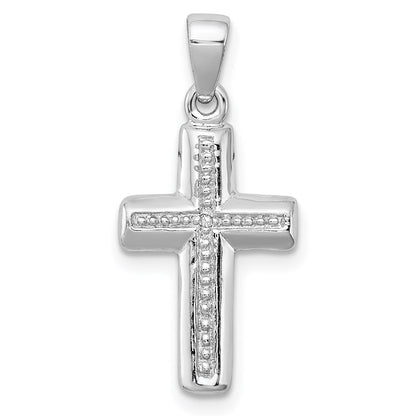 Sterlingsilber Rhodiniert Diamant Kreuz Anhänger