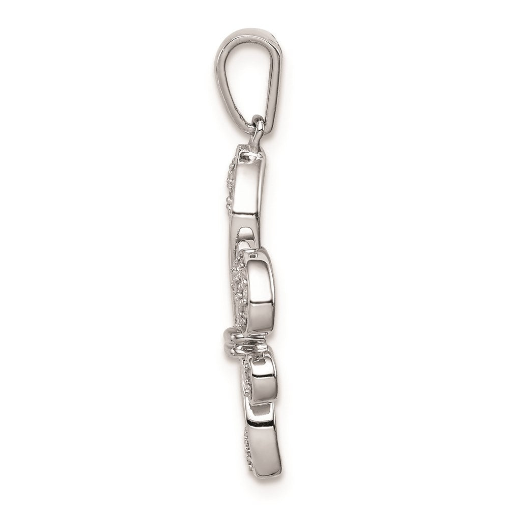 Sterlingsilber Rhodiniert mit 14K Diamant Fleur De Lis Anhänger