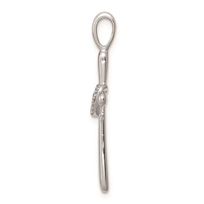 Sterlingsilber Rhodium & Diamant. Kreuz mit Herz Anhänger