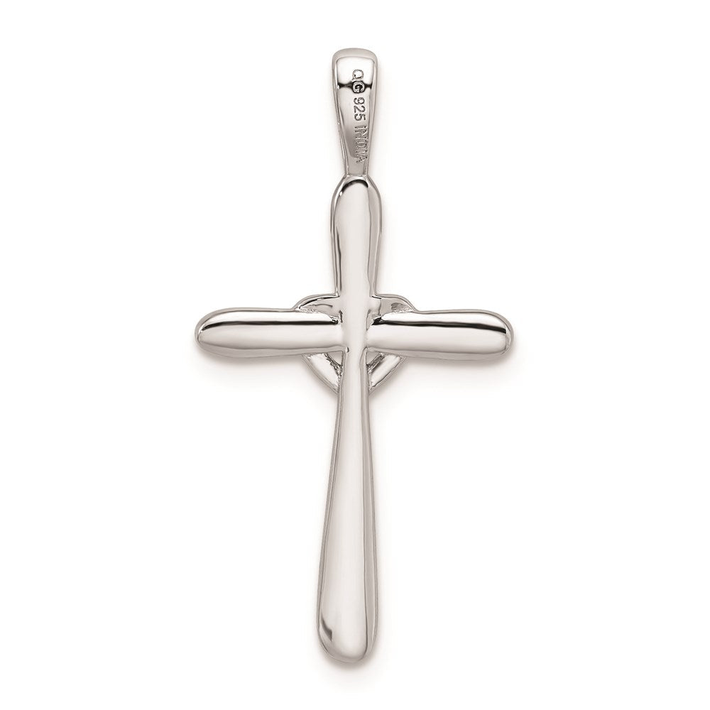 Sterlingsilber Rhodium & Diamant. Kreuz mit Herz Anhänger