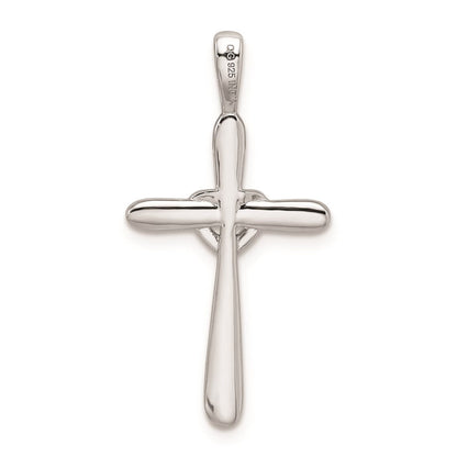 Sterlingsilber Rhodium & Diamant. Kreuz mit Herz Anhänger