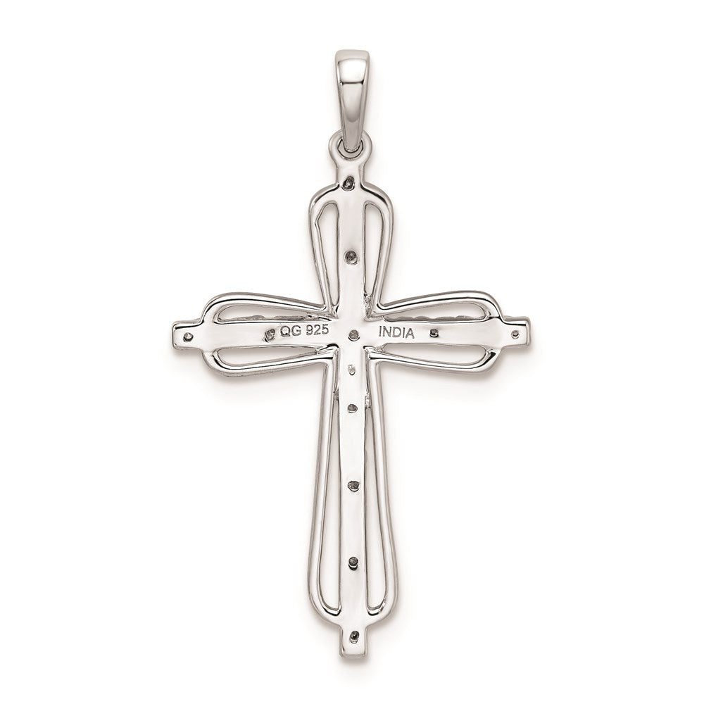 Sterlingsilber Rhodiniert Diamant Kreuz Anhänger
