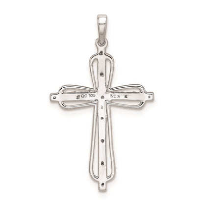 Sterlingsilber Rhodiniert Diamant Kreuz Anhänger