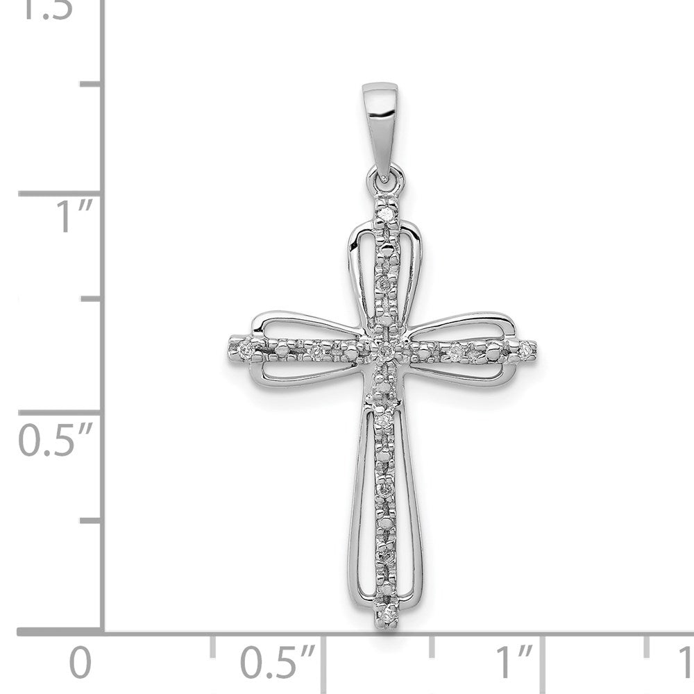 Sterlingsilber Rhodiniert Diamant Kreuz Anhänger
